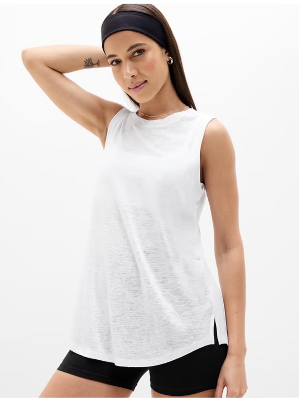 Athleta White Breezy Tank - Sleeveless Workout Top
